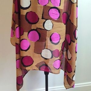 Tan, Brown, and Purple Lightweight Sheer Long Scarf / Shawl